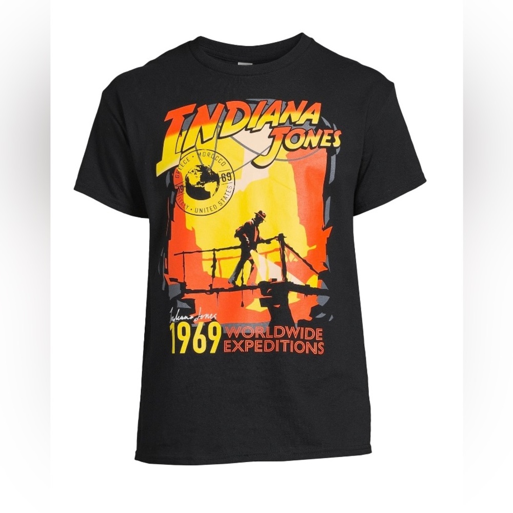 Indiana Jones Worldwide Black Men's Tee Shirt Short Sleeve